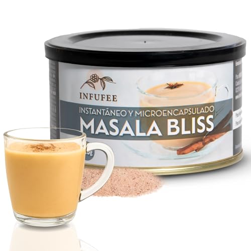 Té Masala Chai Bliss en Polvo 125 g - Té Negro con Especias Indias (Canela, Jengibre, Cardamomo, Clavo, Pimienta, azafran e hinojo) - Infusión Natural Instantánea para Chai Latte Frío o Caliente