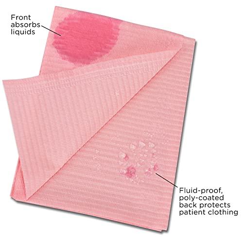 Practicon 7158223 PIN 125 Pack Pink Disposable Patient Bibs, 18 Inch X 13", 3 Ply Waterproof Paper Bib Sheet With Poly Back, Dental, Medical, Tattoo, Nail Tray Or Table Cover thumb #4