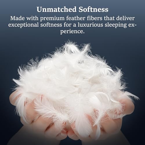 Image of COZSINOOR Goose Feather Pillows Queen Size Set of 2 - Hotel Down Bed Pillow for Sleeping, Soft 600 TC Cotton Cover, Fluffy Support Surround Fill Down Alternative for Back, Stomach, Side Sleepers