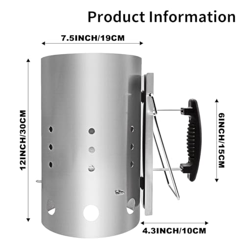 Guogiyala Charcoal Chimney Starter: BBQ Chimney Starter with Heat insulation handle, charcoal grill accessory for outdoor bbq, camping fire