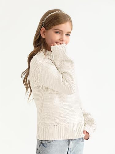 Imily Bela Girls Mock Neck Pullover Sweaters Casual Long Sleeve Knit Jumper Tops4
