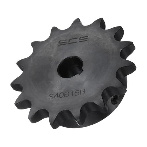 Image of uxcell #40 Chain Roller Sprocket B Type, 1 /2 inch Bore 15 Tooth Single Strand Chain Sprocket, Carbon Steel, Keyway with Set Screws