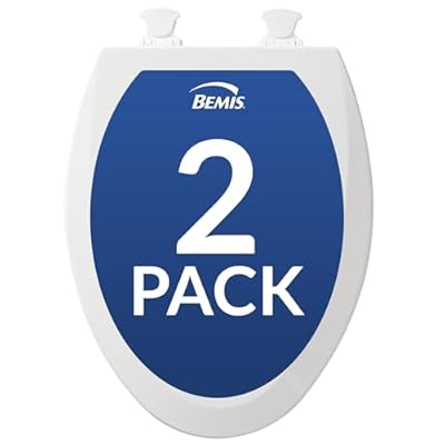 Bemis 1500EC Durable Wood Toilet Seat with Easy Clean Hinges, Elongated, White, 2-Pack