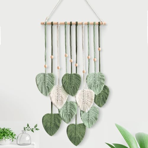 YATOSEEN Hojas para Tapiz Macrame de Pared, Decoración de Pared Bohemia, Tapiz de Macramé, Hoja de Macramé Hecha a Mano con Gancho para Dormitorio, Sala de Estar, Guardería, Restaurante