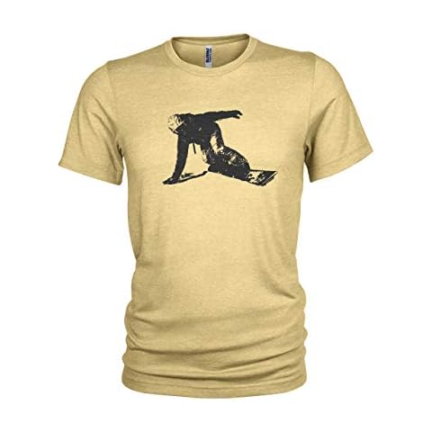 Snowboarding & Skiing 'First Tracks’ Winter Sports 100% Cotton Mens T-Shirt (Large, Yellow Haze) Cover
