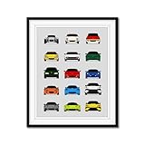Custom Car Posters Handmade Poster compatible with Lotus Generations and Print of Elise, Esprit, Exige, Evora, Evija, Elan, Europa - Multi, 8x10' Satin Print (Unframed) for Car Enthusiast