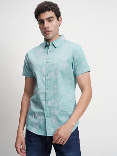 Image of Highlander Men's Floral Print Half Sleeves Shirt | Vibrant & Elegant | A Sophisticated Wardrobe Essential