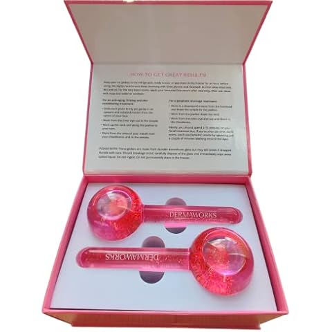 Dermaworks Facial Ice Globes, Roller for Face and Eyes. Anti-aging, Toning, Sculpting, Lymphatic Drainage. Treats Tired Eyes, Puffiness & Dark Circles Cover