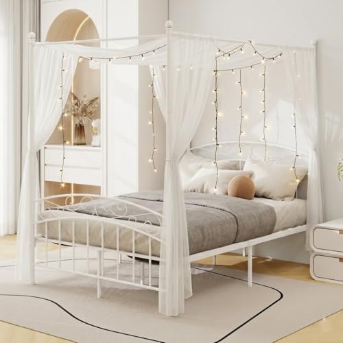 Alazyhome Full Size Metal Canopy Bed Frame