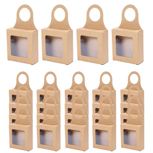 Pocoxll 25 Pcs Kraft Paper Wine Bottle Box with Visible Window