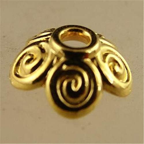 DIY004348 Handmade Charms 50Pcs 10mm2.5mm Hole Beads Cap Gold Antique Bronze Flower Spacer for DIY Jewelry Accessories Findings - Metal Type: Gold