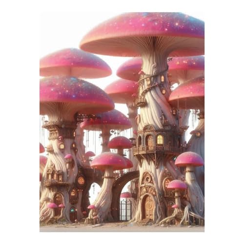 Idée cadeau loisirs créatifs : offrez le kit peinture diamant village des champignons