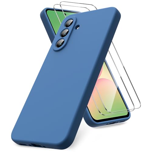 Vansdon Coque Compatible avec Samsung Galaxy A56 5G, 2 Film de Protection en Verre trempé, Housse Souple en TPU en Silicone Liquide, Housse en Caoutchouc...