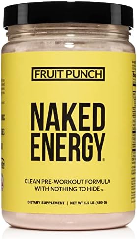 Fruit Punch Naked Energy – Clean Pre Workout Supplement for Men and Women, Vegan Friendly, No Added Sweeteners, Colors or Flavors – 30 Servings