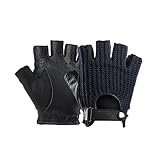 ALMLEU Quarzsand Handschuhe Herren-Retro-Motorrad-Fingerlose Lederhandschuhe for Fahren und Reiten, gestrickt, atmungsaktiv, Halbfinger(Blue,XL)