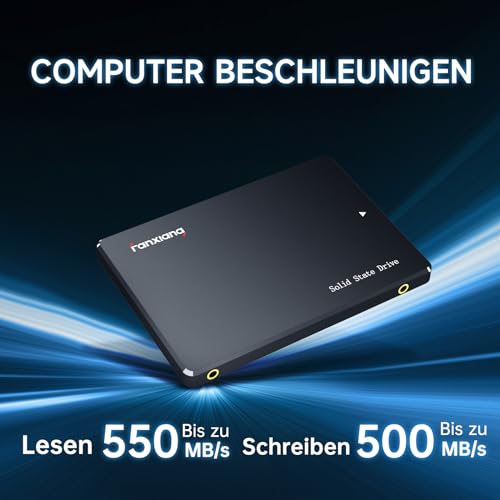 fanxiang S101 1TB SATA III 2,5-Zoll SSD Interne Festplatte, 550MB/s Lesen, 500MB/s Schreiben, SLC-Cache & 3D TLC NAND, für Laptops, Desktop-PCs und Spielkonsolen, Schwarz – Ansicht 2