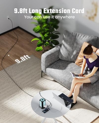 Power Strip Tower Surge Protector, SUPERDANNY Desktop Charging Station, 10 Ft Extension Cord, 9 Outlets, 4 USB Ports, 1080 Joules, 3-Prong, Grounded, Multiple Protections for Home, Office, Blue