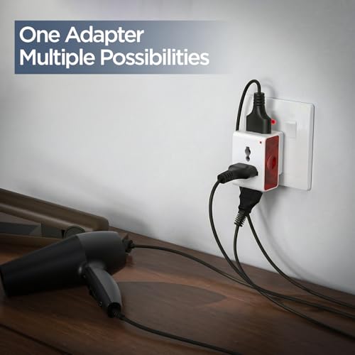 Image of UNIGEN 3 Pin Multiplug Travel Adapter with Universal Socket | 2 & 3 Pin Support | 16A Heavy Duty Power Plug for Home, Office & Travel | Compact Portable Travel Adapter