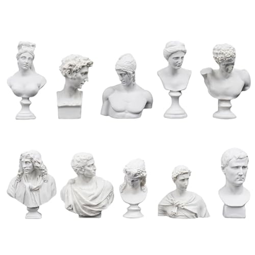 EXCEART Headless Statue Greek God Bust 10pcs Mini Figures of Greek Mythology Statue Resin Sculpture World Famous Figurine Home Desktop Decor Retro Art Room Figurine Sketch