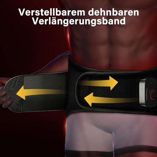 Comfytemp Infrarot Wärmegürtel Rücken Massagegerät mit 36Wh Akku,10 Wärmestufen 5 Vibrationmoden Kontrolle per Knopfdruck und App, 27X155cm Groß Kabellos Heizgürtel Abschaltautomatik Rückenwärmer XXL