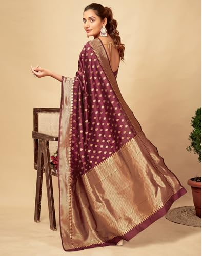 Image of SIRIL Women's Banarasi Soft Silk Saree Pure Silk with Unstitched Blouse Piece