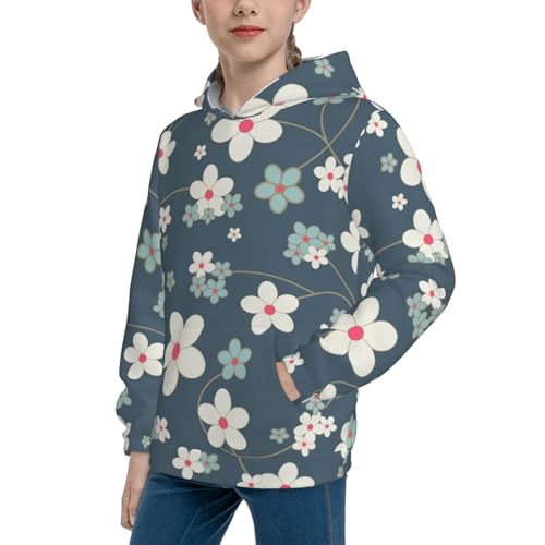 Blue Flower Kid Hoodies Boys Sweatshirts Girls Pullover with Pocket2
