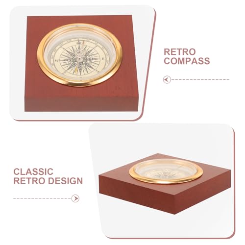 Brújula China Tradicional Vintage de Madera Portátil miniatura 6