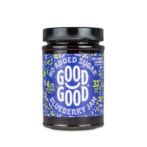 GOOD GOOD Blueberry Jam - No Added Sugar - Low Calorie - Gluten Free and Vegan - Diabetic and Keto Friendly - 12oz / 330g (Pack of 1)