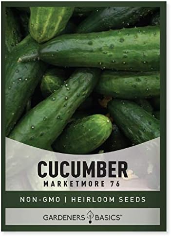 Cucumber Seeds for Planting - Marketmore 76 - Cucumis sativus Heirloom, Non-GMO Vegetable Variety- 1 Gram Seeds Great for Outdoor Gardening by Gardeners Basics