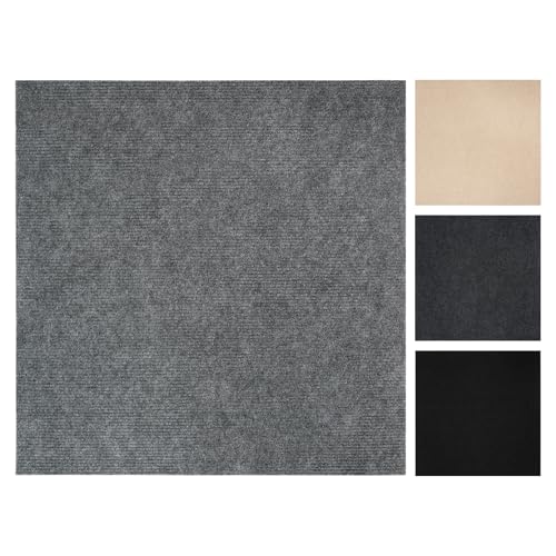 Vieshful Selbstklebende Teppichfliesen 50x50 cm, Zuschneidbare Teppichbodenfliesen, Weiche Nadelfilz Fliesen für Wohnbereich, Büro, Küche – 10 Fliesen pro Box / 2,5 m² Hellgrau