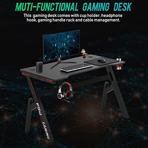 Gaming Computer Desk Home Office Desk Extra Large Modern Ergonomic Black Pc Carbon Fiber Writing Desk Table With Cup Holder Headphone Hook #TOP1