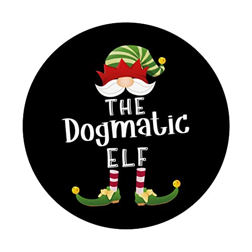Dogmatic Elf Group Christmas Funny Pajama Party PopSockets Swappable PopGrip, Black - Image 3