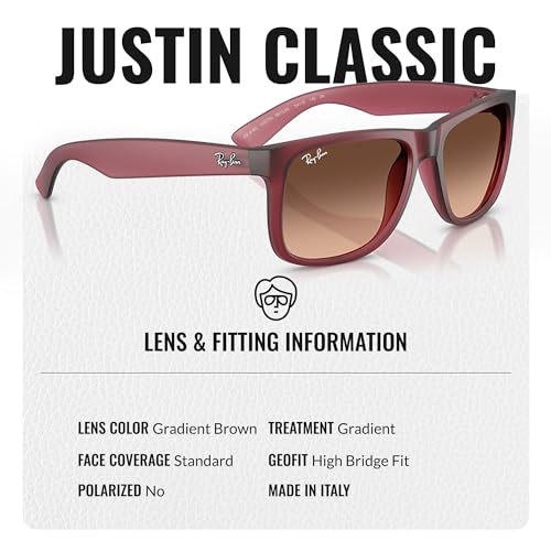 Image of Ray-Ban RB4165 JUSTIN CLASSIC Square Shape Sunglasses for Men with Official Eyewear Kit