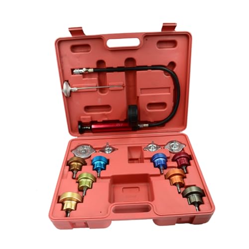 KICHOUSE 14Pcs Leak Detector Tool for Car Radiator Water Pressure Testing Tank Leak Detection Vacuum Purge Kit for Automotive Cooling Systems