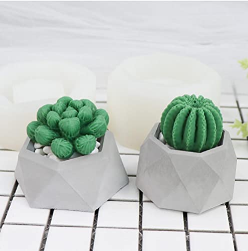 Ceramic Clay Mold DIY Silicone Succulent Plants Concrete Planter Vase Molds Handmade Craft Cake Pizza Jelly Microwave and Freezer Mould (Diamond) - Thumbnail 4