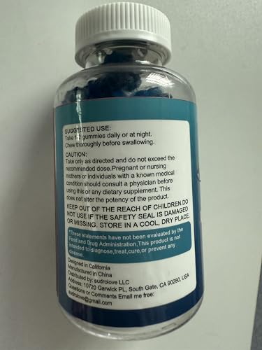 Magnesium Glycinate Gummies 600mg – Sugar Free Magnesium & Potassium Dietary Supplement with Vitamin D, B6 and CoQ10 for Calm Support & Sleep for Adults - High Absorption -Blueberry Gummies - Image 3