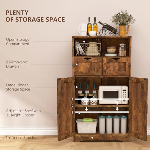 image for WEENFON Floor Storage Cabinet with 2 Adjustable Drawers & 2 Barn Doors