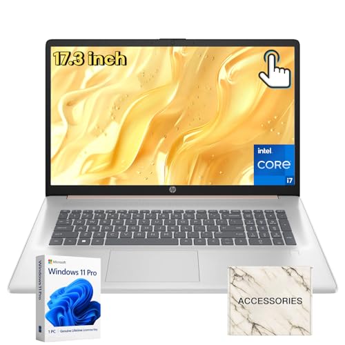 Image of HP 17 Business Laptop Computer - 17.3-inch HD+ Touchscreen | Intel 10-Core i7-1355U | 16GB RAM + 1TB SSD | Windows 11 Pro | Wi-Fi 6 | Bluetooth 5.3 | Large Screen | 720p HD Camera | Rose Gold