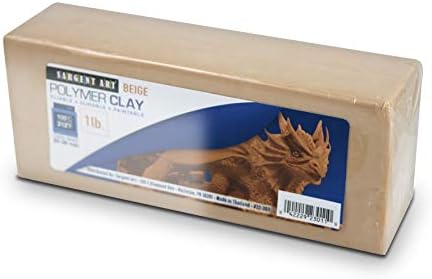 Sargent Art Polymer Beige Baking Clay, 1 pound block, Easy to Use and Soften, Safe & Non-Toxic, Used for all types of Clay Sculpting Projects & Crafts