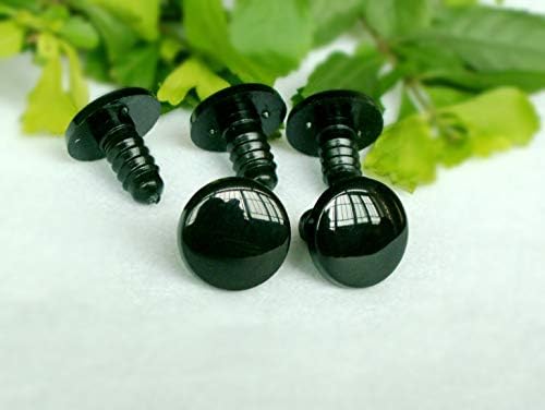 20mm Black Round Flat Eyes/Safety Eyes/Plastic Eyes - 10 Pairs