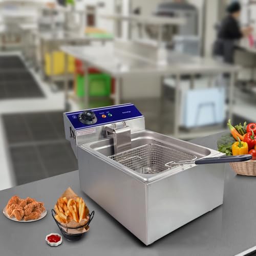 TAIMIKO Elektrische Fritteuse, Edelstahl, Thermostat 60 – 200 °C,Frittierkorb und Deckel, Entnehmbar Becken (6L) – Bild 6