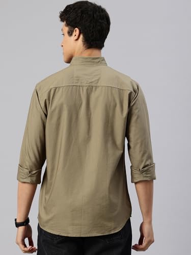 Image of Majestic Man Men's Solid Pure Cotton Casual Shirt - Slim Fit | Full Sleeves | Soft & Breathable Fabric