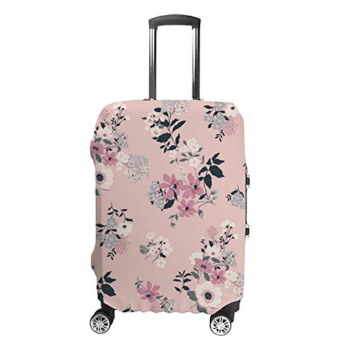 Housse de valise à roulettes élastique motif floral rose lavable pour voyage en avion