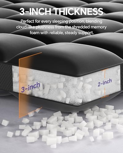Image of ChiXpace Dual Layer 5 Inch Memory Foam Mattress Topper King - 3 Inch Pillow Top Mattress Pad and 2 Inch Gel Memory Foam, 7-Zone Egg Crate King Size Mattress Topper (Black)