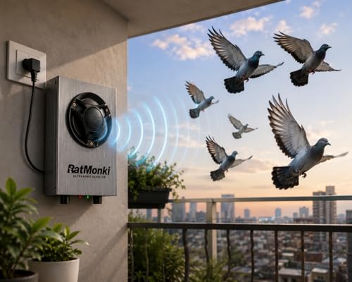 Image of RepellQ Bird Repellent System,Very Loud & Noisy Frequency Sound, Bird Deterrent Device to Keep Birds Away from Indoors, Outdoors Such as Pigeons, Crows, Bat (2500 Sq. Feet Area)