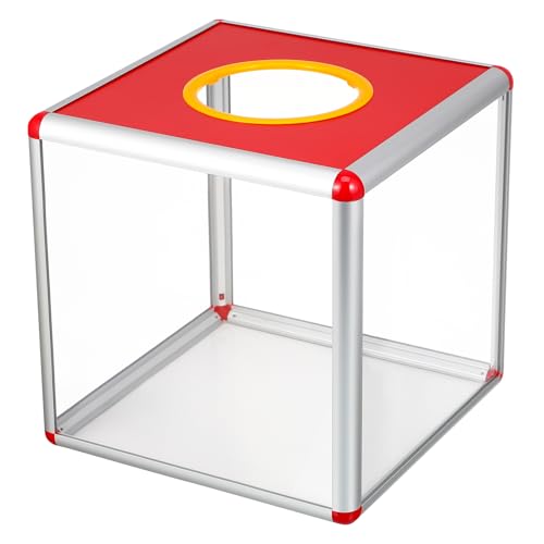 Operitacx Transparent Acrylic Lottery Box 9.84 Inch Square Raffle Ticket Draw Box for Charity Fundraising Voting and Donation Collection