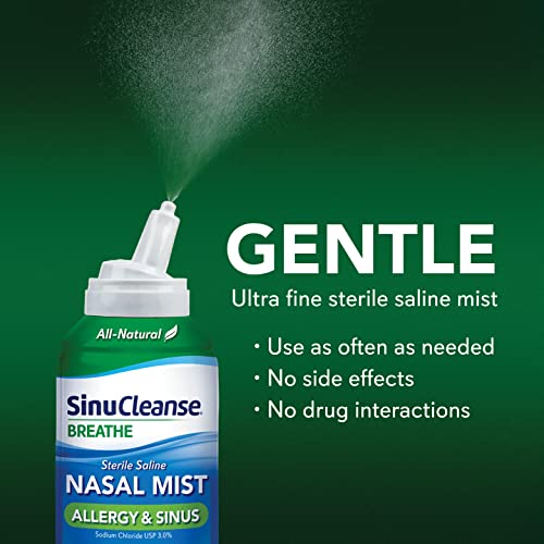SinuCleanse Allergy & Sinus Sterile Saline Nasal Mist 7.5 oz Bottle, Instantly Moisturizes and Relieves Severe Nasal Congestion & Sinus Symptoms Associated with Allergies