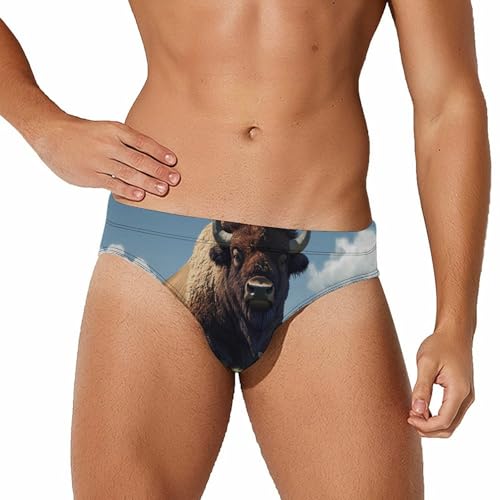 Bison and Deers Novelty Men's Brief Swimwear Pants Swimming Trunks Beach Shorts Underwear