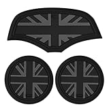Nicear 3 Stück schwarze rutschfeste Silikon-Untersetzer für Getränkehalter im Flaggendesign, Fahrzeug-Getränkehalter-Einsatz, Zubehör, rutschfest, für Mini Cooper F55/F56/F57/Mini-Serie