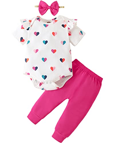 Image of Fullfamous Baby Girl's 3pc Frill Long Sleeve Romper and Pant Set